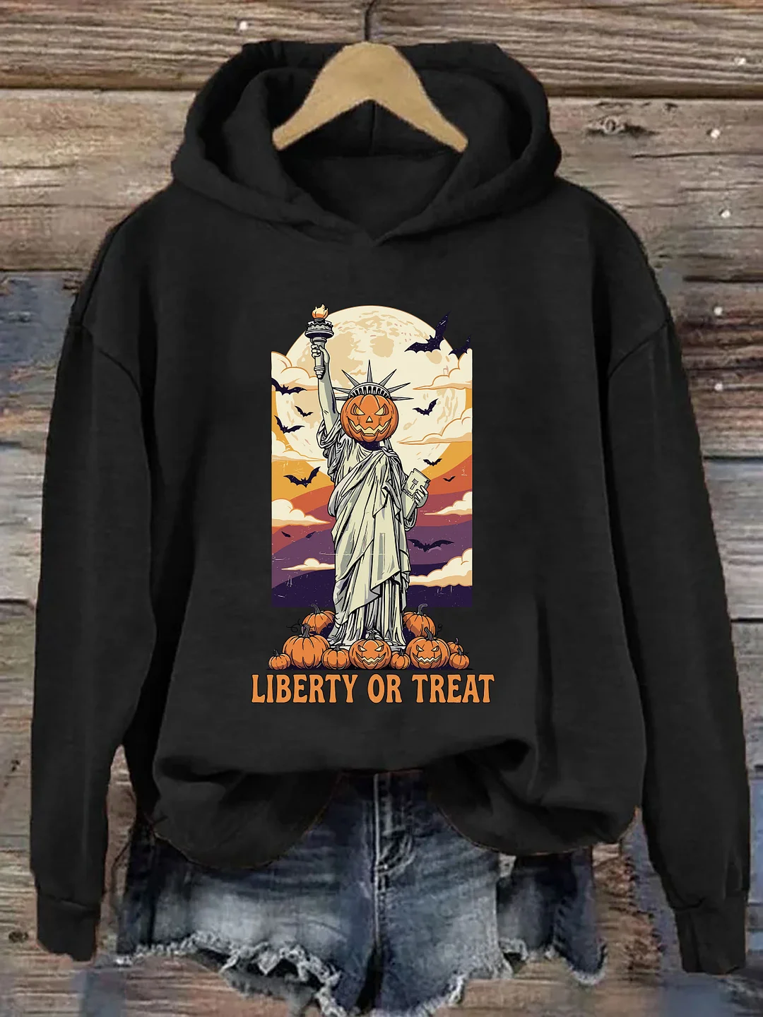 Liberty Or Treat Pumpkin Statue Hoodie