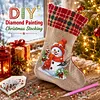 DIY Diamond Painting Christmas Stockings Hanging Ornaments Large Capacity Xmas Socks Pendant Wear Resist Candy Gift Storage Bags for Family Christmas Holiday Party Decoration (Snowman and Bird)