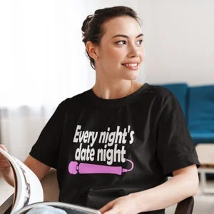 pornhint Pornhint Date night t-shirt. Funny masturbation wand vibrator inappropriate sexual humor short sleeve shirt.