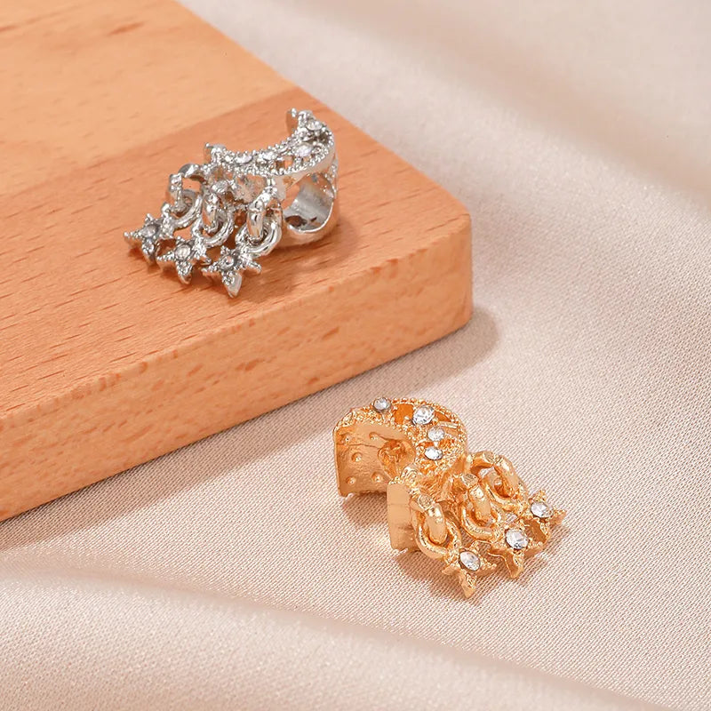 1 Piece 1.8*0.79cm Alloy Rhinestones Star Moon Pendant Beads