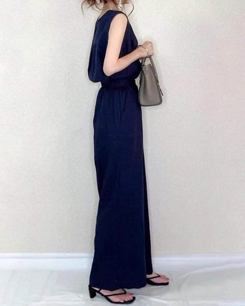 Two-Piece Set of Sleeveless Tank Top & Wide Leg Pants