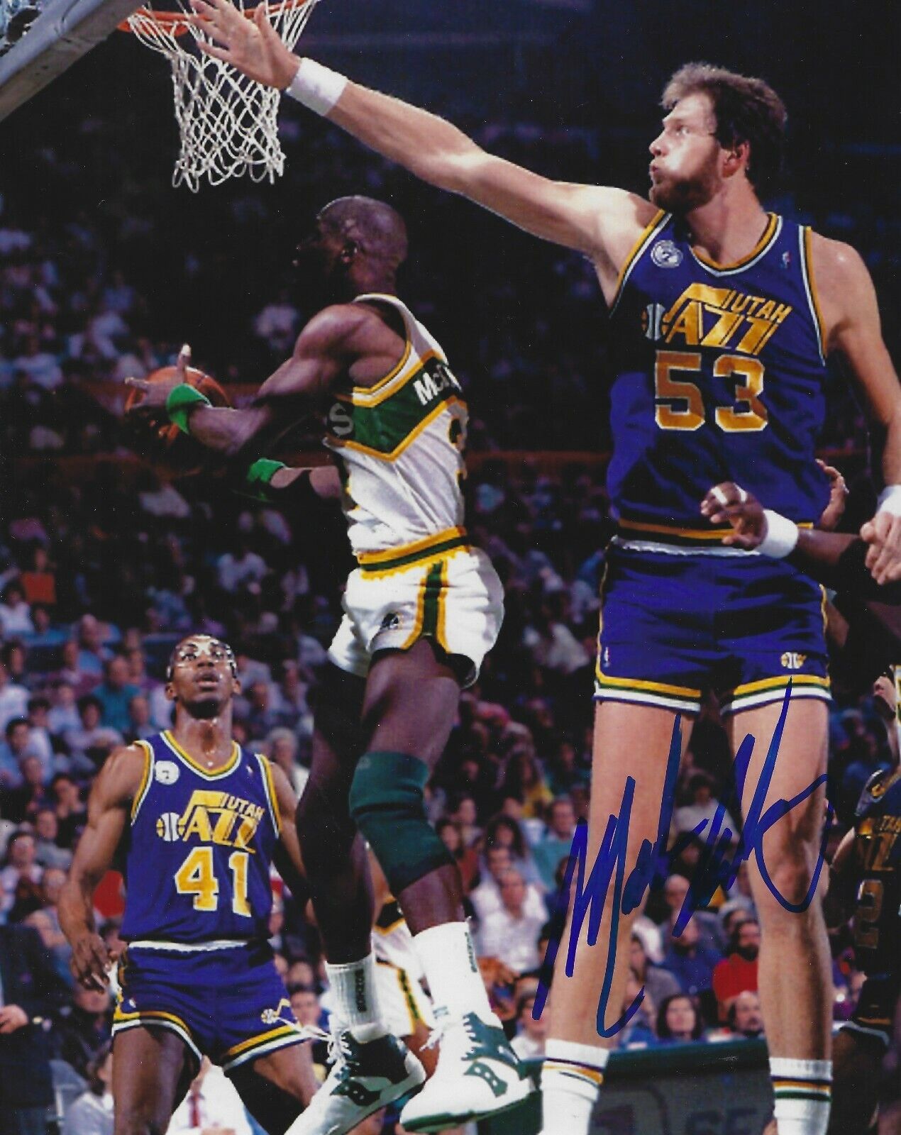 Signed 8x10 MARK EATON Utah Jazz Autographed Photo Poster painting w/COA