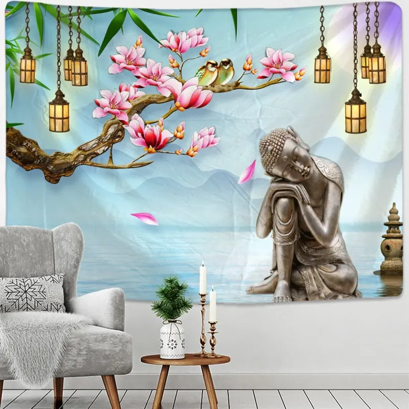 Indian Buddha Meditation Tapestry Wall Hanging Mandala Hippie Bohemia Religion Yoga Mat Sheet Home Decor