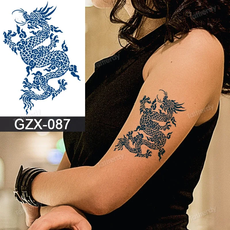 Juice Ink Natural Tattoo Water Transer Long Lasting Blue Semi-permanent Temporary Tattoos Small Hand Sleeve Armband Painting