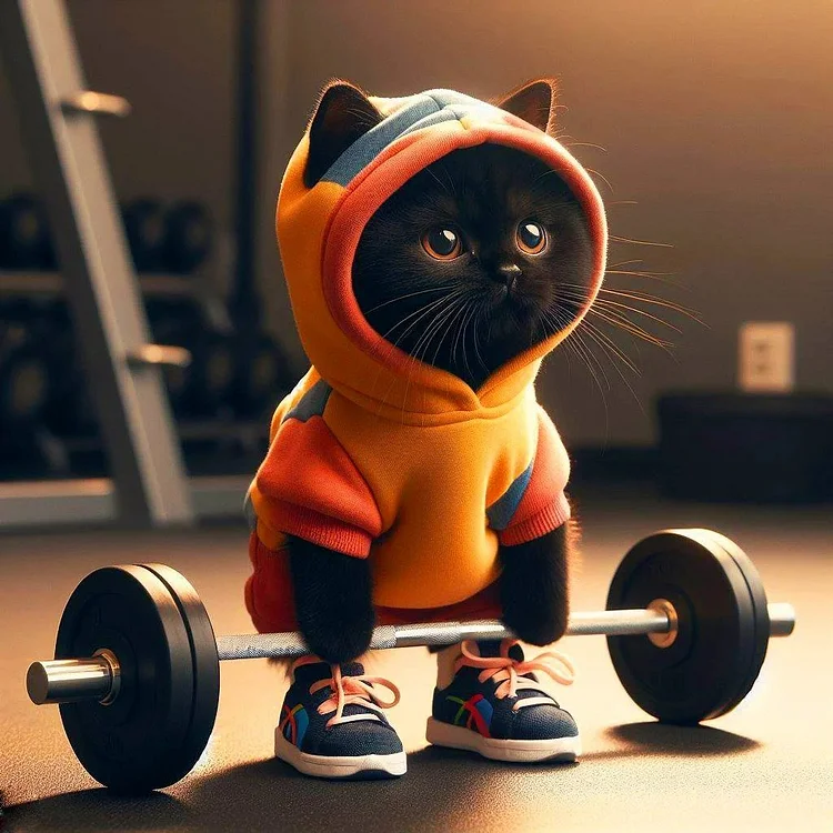 Cute Fitness Cat Sculpture