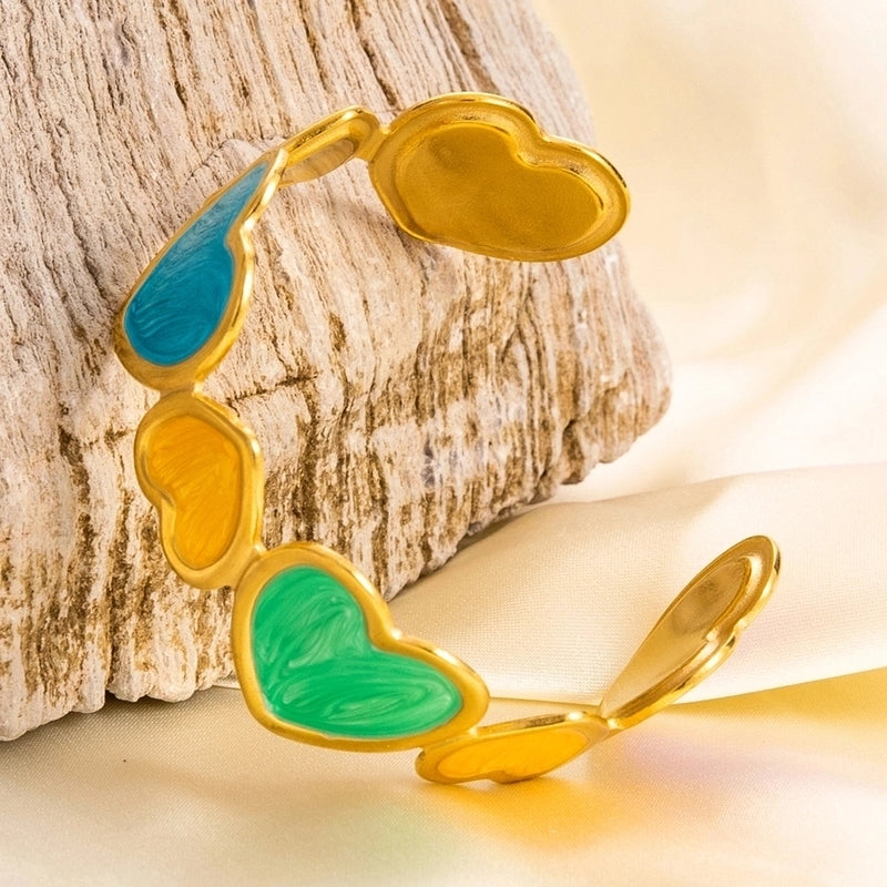 Casual Minimalist Heart Shape 304 Stainless Steel Bangle In Bulk