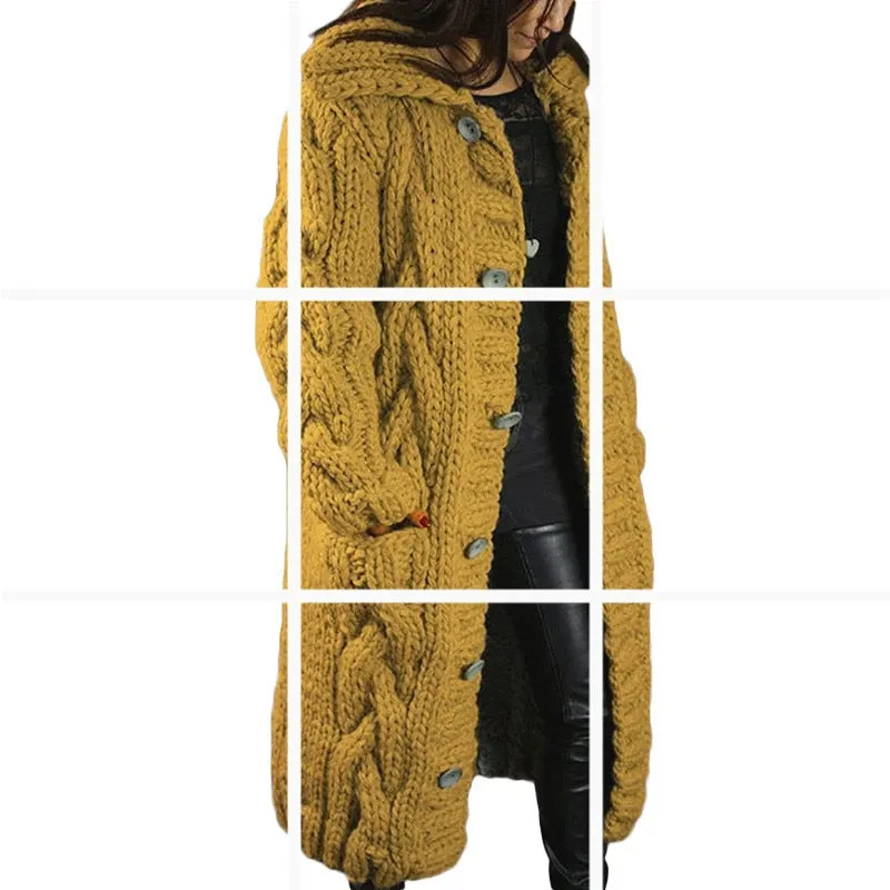 Fitshinling Vintage Winter Sweater Cardigan Twist Plus Size 5XL Oversized Knitted Coat Female Long Cardigans Fashion Jackets New