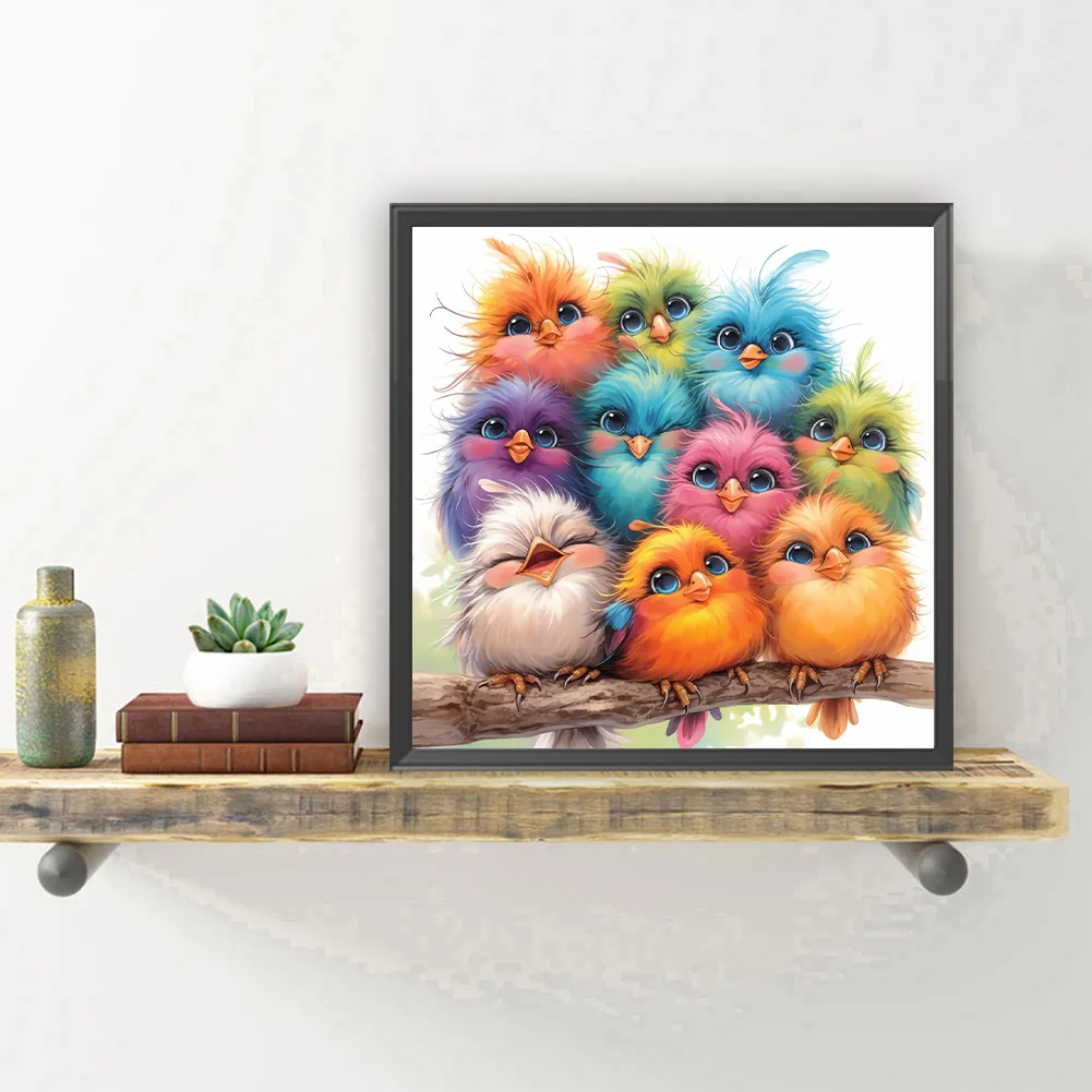 Diamond Painting - Full Round Drill - Cute Birds(Canvas|30*30cm)