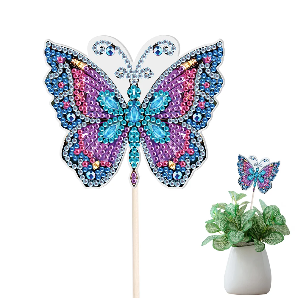 DIY Butterfly Special Shape Garden Stake Diamond Art Craft Kits for Adults Beginners