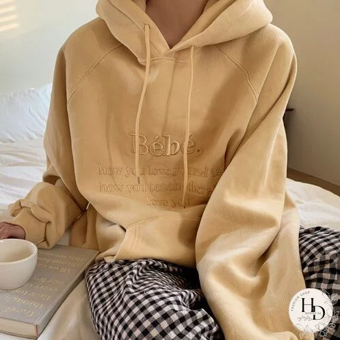 Christmas Gift Casual Loose New Hooded Tops Mujer Drawstring Pockets Embroidery Letter Pullover Female Long-sleeve Sweatshirt Women