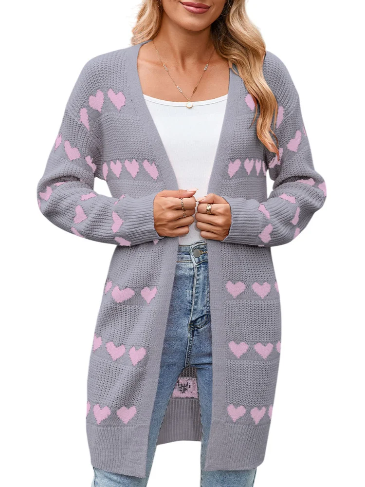 Athvotar Athvotar And Winter New Valentine's Day V Word Love Lasce Knitted Cardigan Coat Sweater Woman