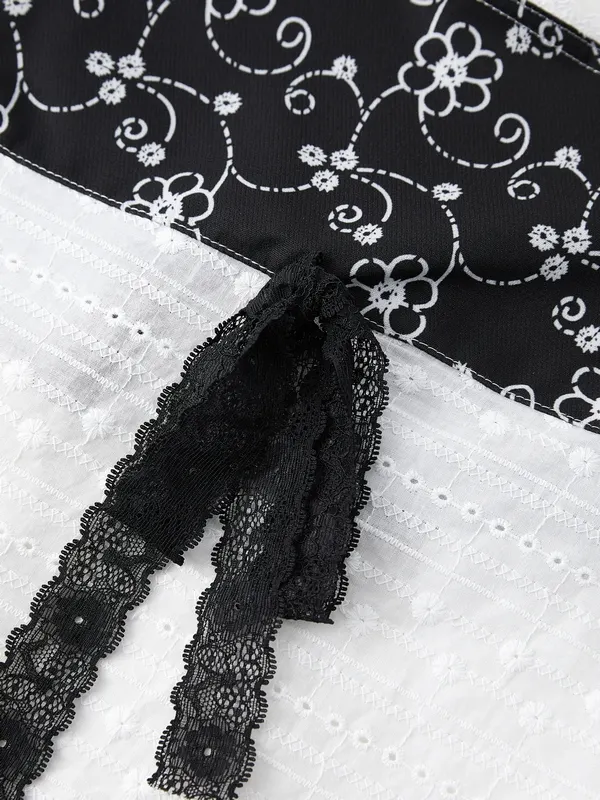 Tie Up Lace Patchwork Bandeau Top