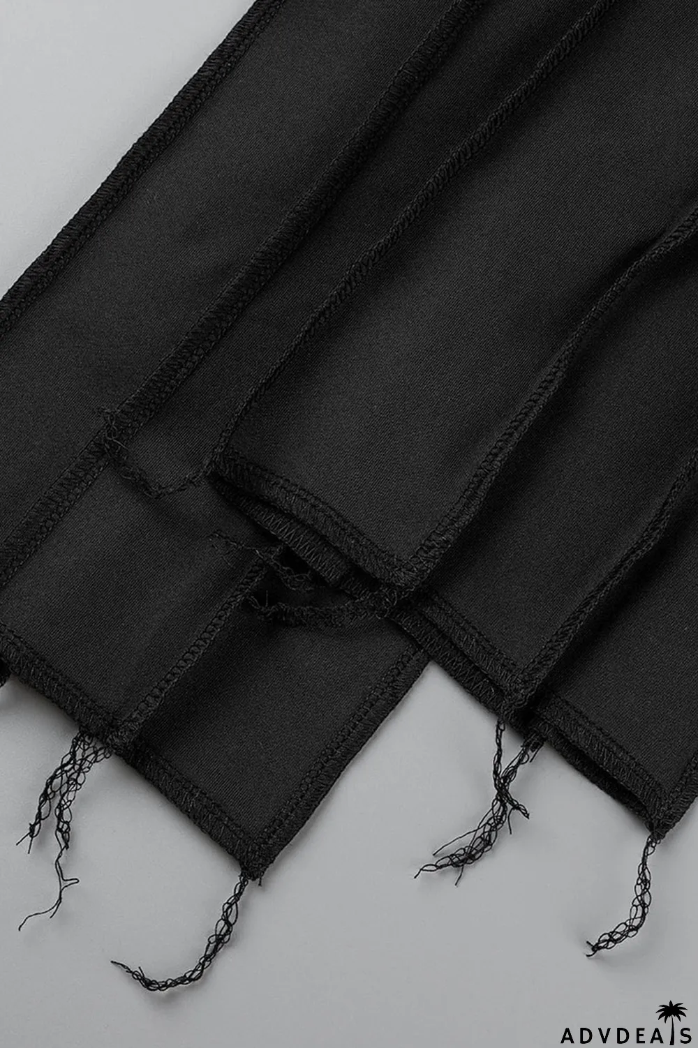 Black Sexy Solid Hollowed Out Patchwork Asymmetrical Halter Sleeveless Two Pieces