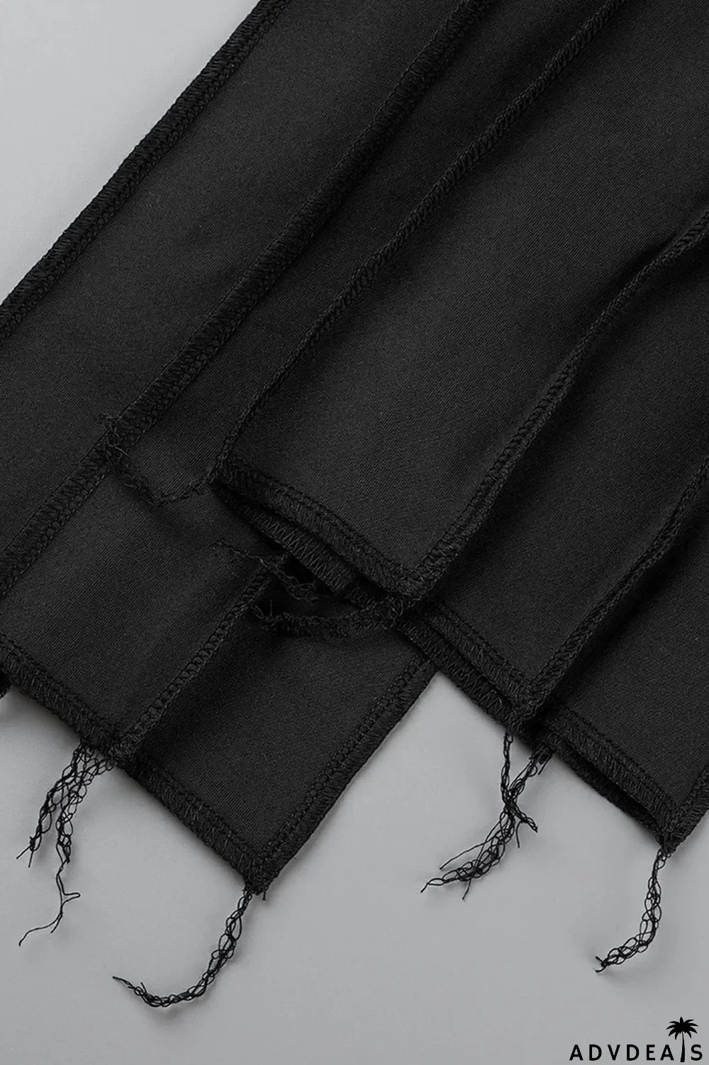 Black Sexy Solid Hollowed Out Patchwork Asymmetrical Halter Sleeveless Two Pieces