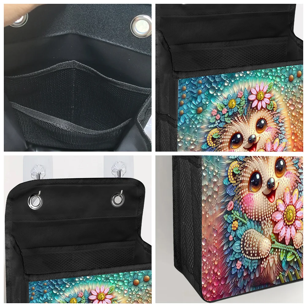 5D DIY Hedgehog Diamond Painting Hanging Storage Bag Diamond Art Organizer Box Home Decor 