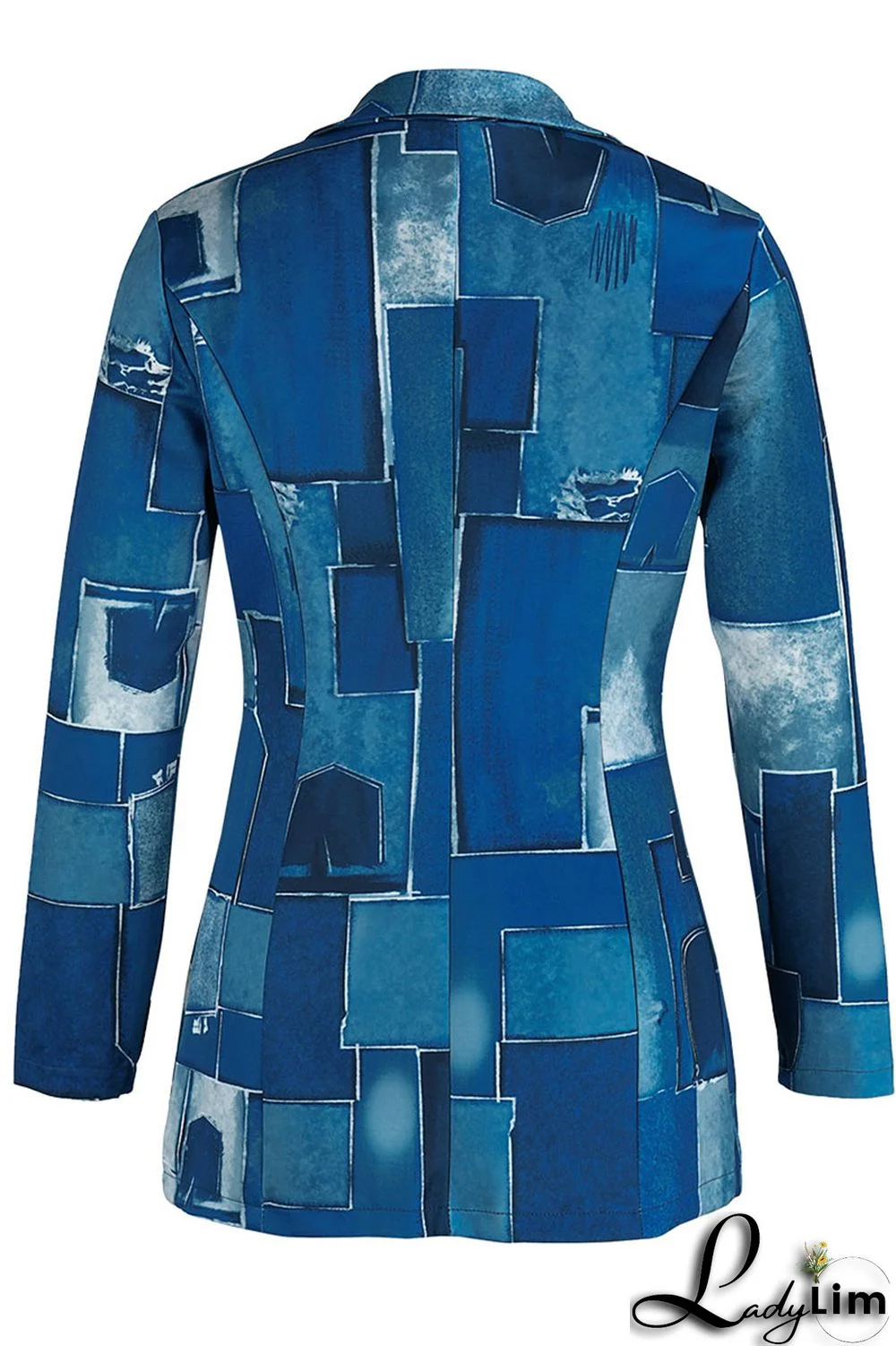 Camel Casual Print Patchwork Buttons Turn-back Collar Long Sleeve Two Pieces