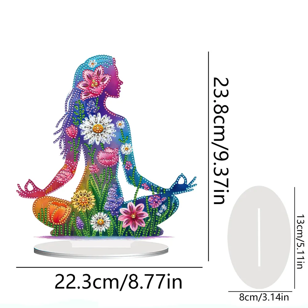 5D DIY Acrylic Special Shape Sitting Yoga Woman Diamond Painting Desktop Ornaments