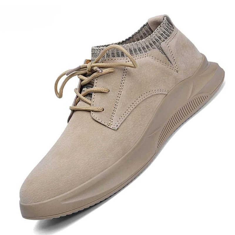 Men's Casual Shoes Suede Leather Men Loafers Flat Breathable Socks Shoes Moccasins High Quality Fashion Designer Style Sneakers