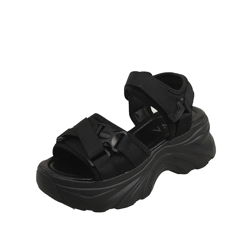 Tanguoant Tanguoant Spring And Summer Velcro Cake Shoes 2024 New Korean Casual Sports Roman Platform Sandals