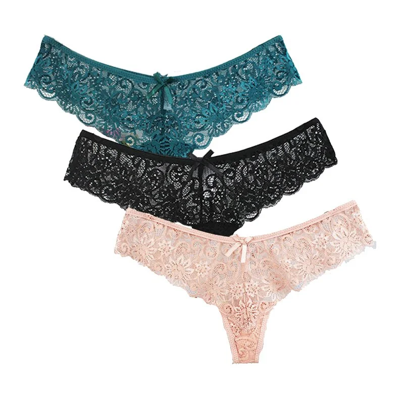 Women Panties 3Pcs/Set Sexy Lace Underwear Set Comfort Female Briefs Fashion Ladies Floral Panty Low Rise Underpants Lingerie