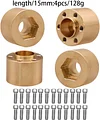 AMK 4pcs Brass Wheel Weights 22mm Wheel Hex Hub Widen Adapter for 1/10 RC Crawler 1.9in/2.2in Wheels Rim Axial SCX10 TRX4 Counterweight