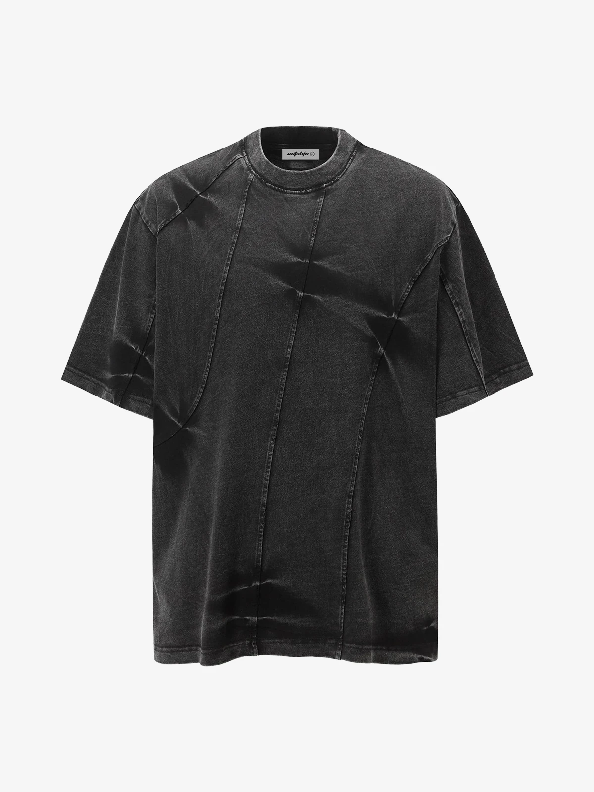 Black Act Chic Irregular Patchwork Washed Tee Front