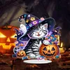 DIY Halloween Pumpkin Cat Diamond Painting Acrylic Desktop Ornaments