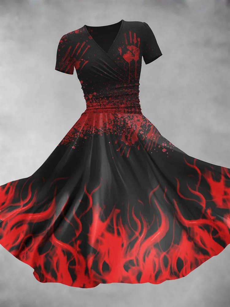 Women's Halloween Flame Artistic Maxi Dress