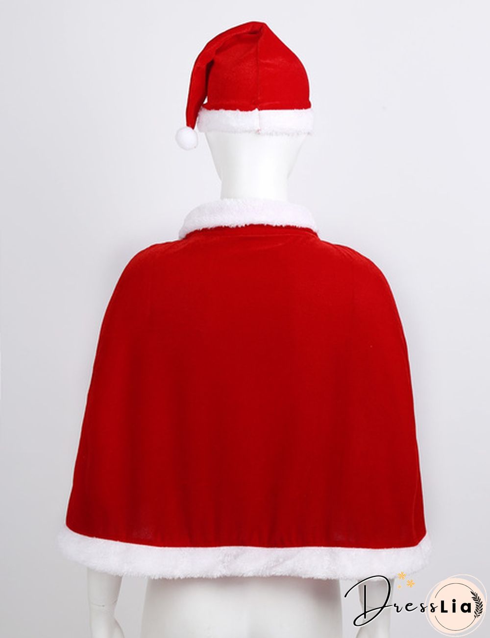 Christmas Costume Outfit Santa Cape Short Cloak Shawl with Christmas Hat