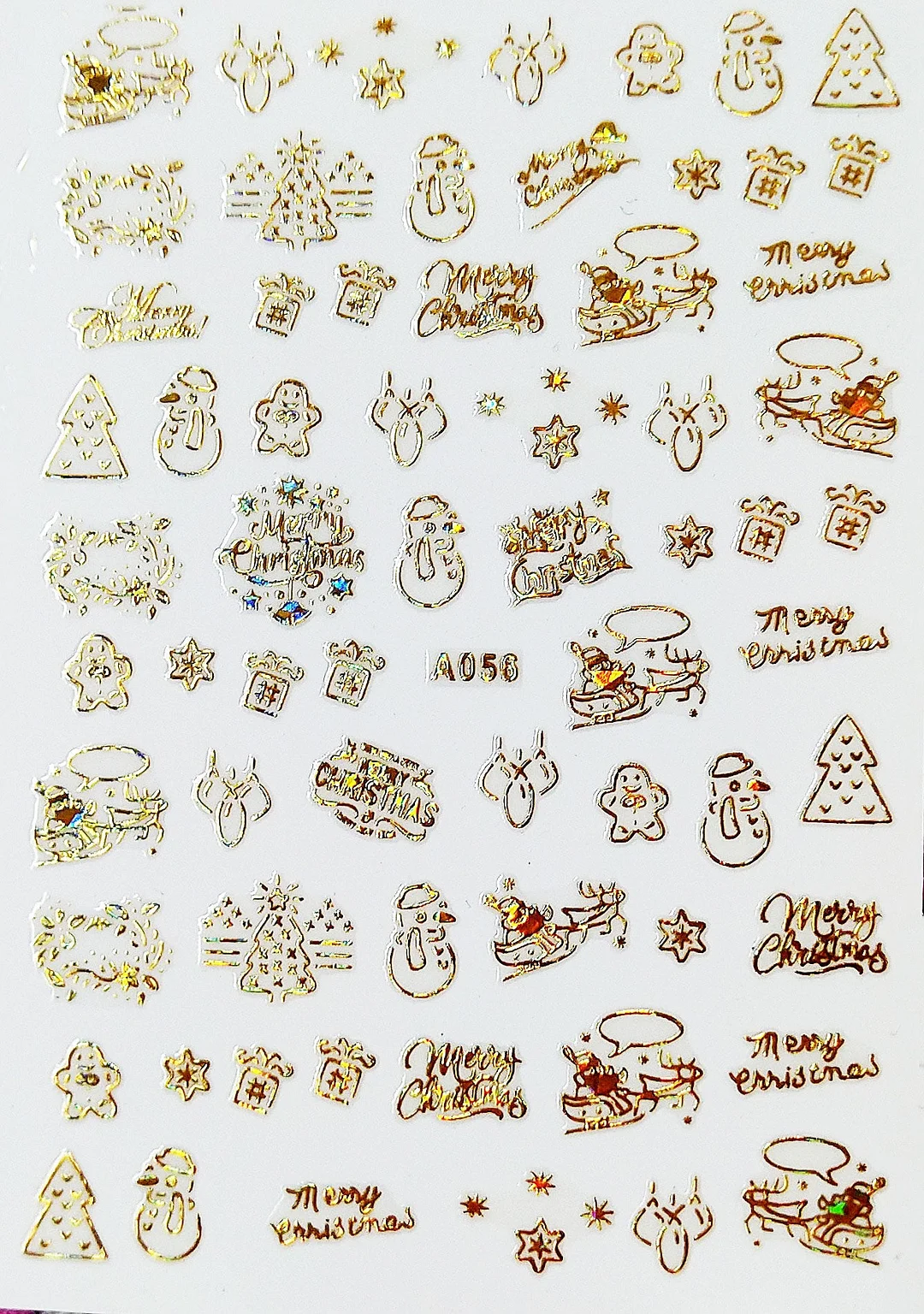 Merry Christmas 3D Elk Nail Art Decals Nail Sticker Manicure Red Laser Gold Silver White Snow Sticker for Nail Design Decoration-Nail Inspo