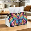 (25cm)Rainbow Floral Butterfly DIY Diamond Painting PU Tissue Holder Box