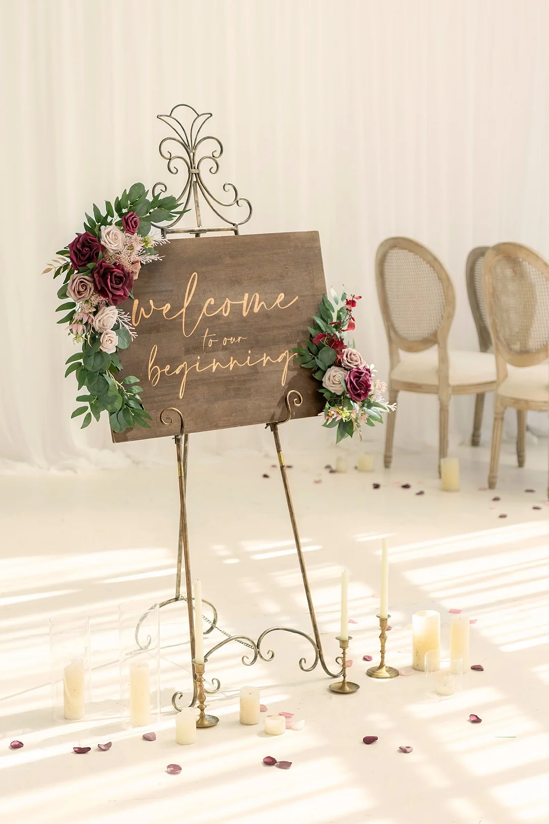 Flower Sign Decor in Marsala & Blush