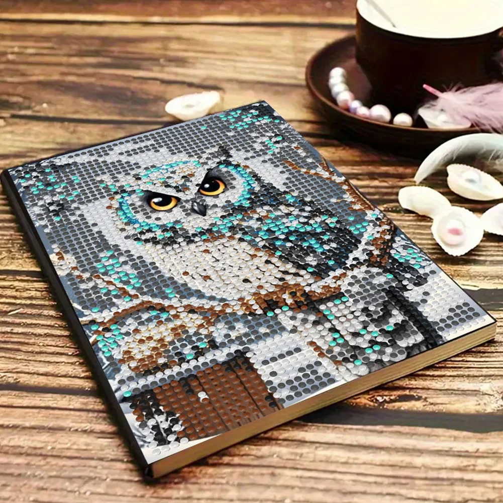 5D DIY Owl Diamond Art Painting Notebook Kit Crystal Notepad Sketchbook Gifts