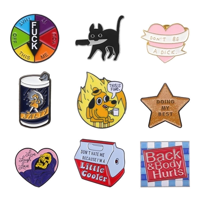 Cartoon Style Minimalist Pin Letter Star Heart Shape Zinc Alloy Stoving Varnish Unisex Brooches