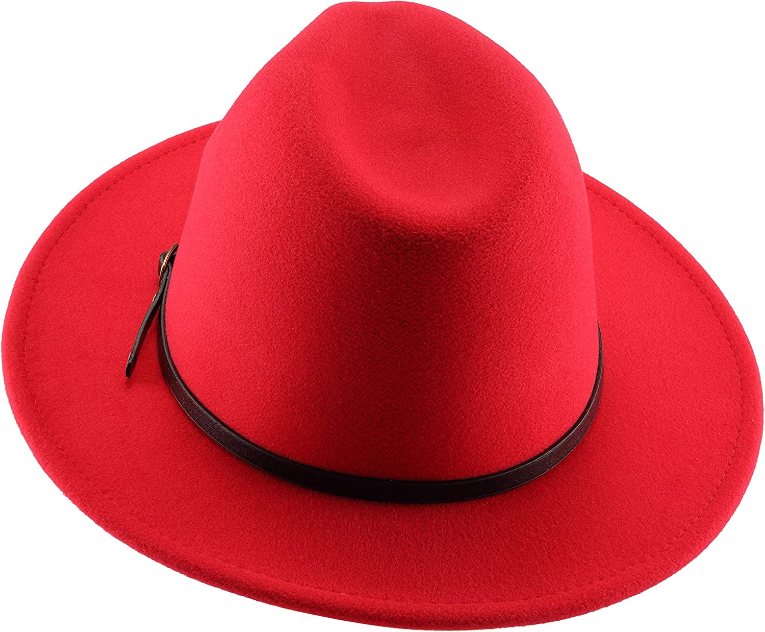 Two Tone Red Bottom Wide Brim Wool Felt Fedora Hat 