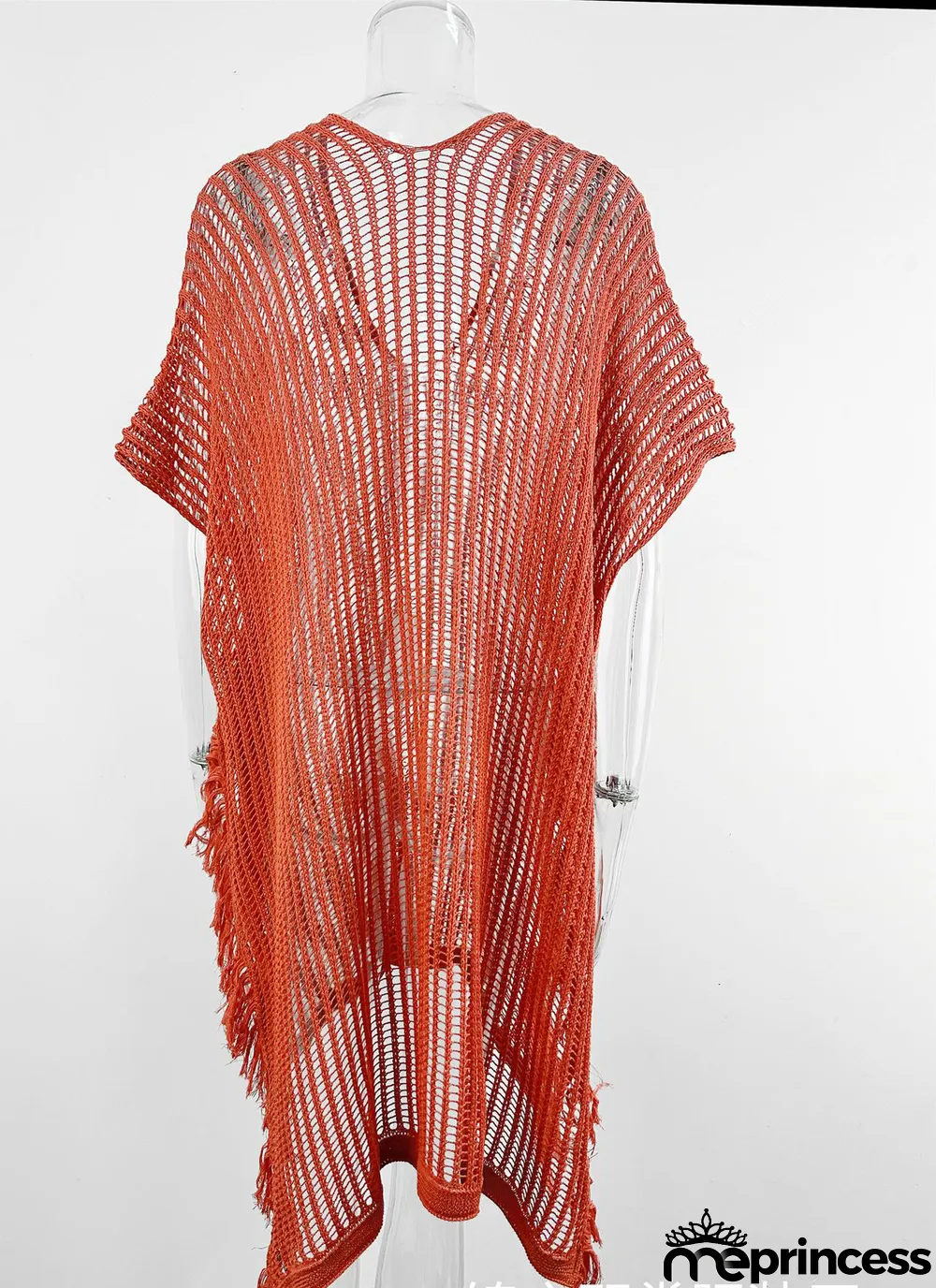 Summer Maxi V-neck Hollow Tassel Beach Suit Holidays Shirt Beach Sun Shield