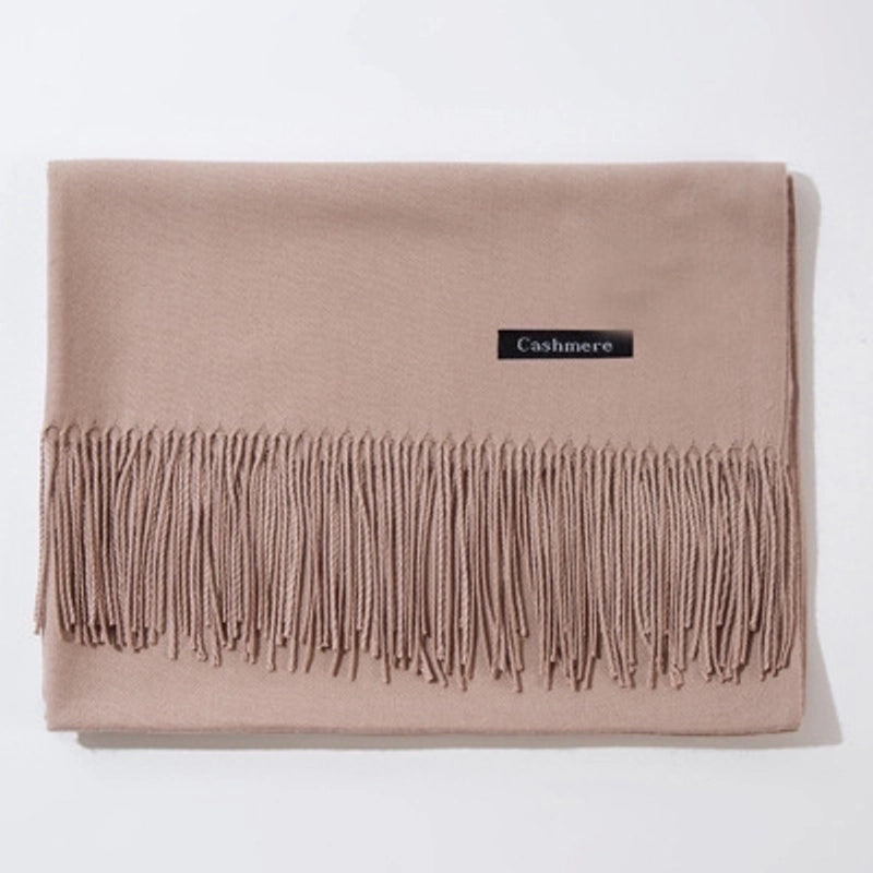 New Cashmere Scarf Female Korean Autumn And Winter New Solid Color Tassel Shawl Thick Warm Scarf