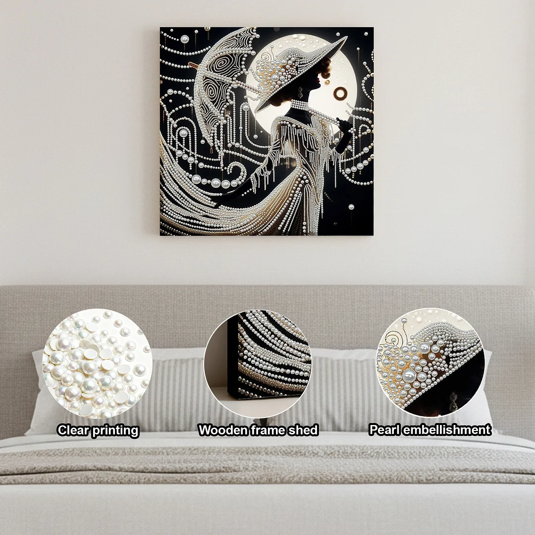 Art Deco Pearl Lady DIY Pearl Art Diamond Painting 30x30cm for Home Wall Decor