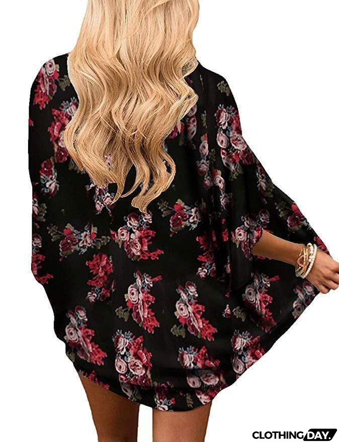 Bohemia Flower Print Summer Beach Women's Cardigan Loose Chiffon Coat