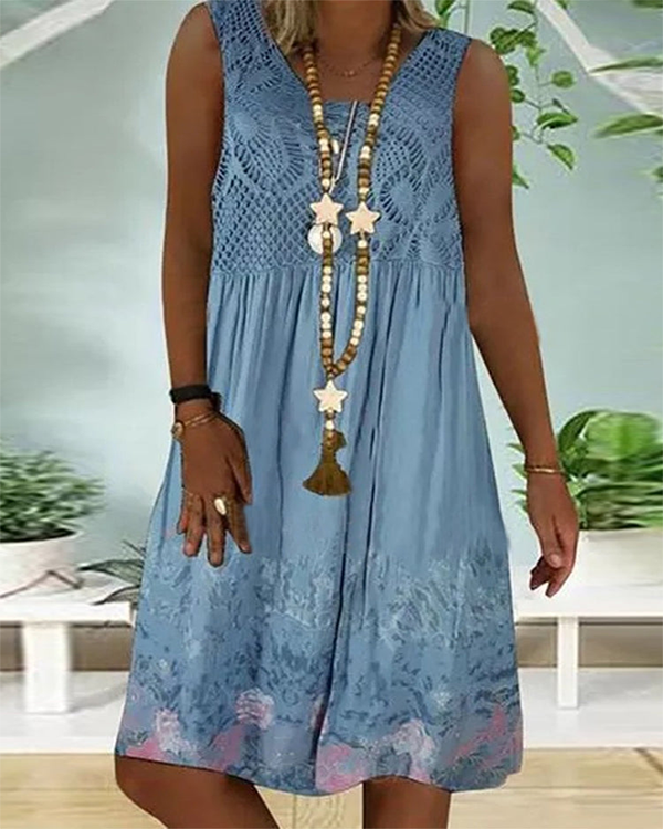 Sexy Round Neck Loose Printed Dress