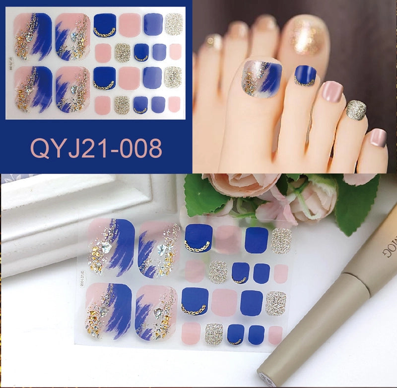 Explosions Foot Nail Stickers Summer Toenail Stickers Bronzing Imitation Diamond Nail Stickers Waterproof Foot Stickers