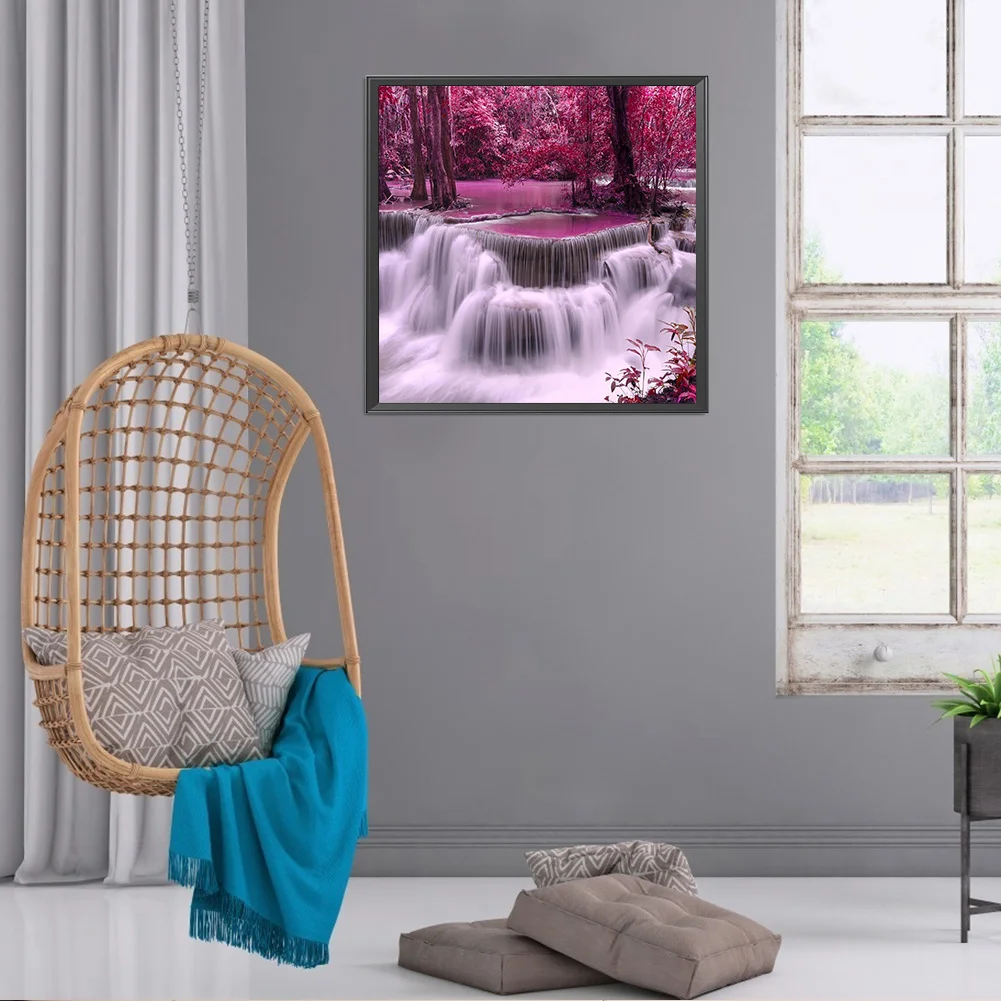 Full Round Diamond Painting 40*40cm - Forest Waterfall