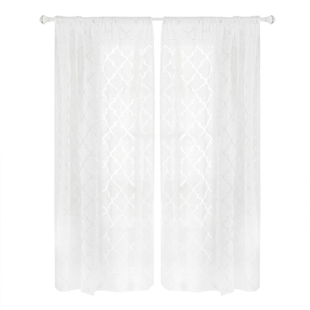 

Lantern Cut Flower Bubble Print Window Drapes Half Blackout Curtain (White, 501 Original