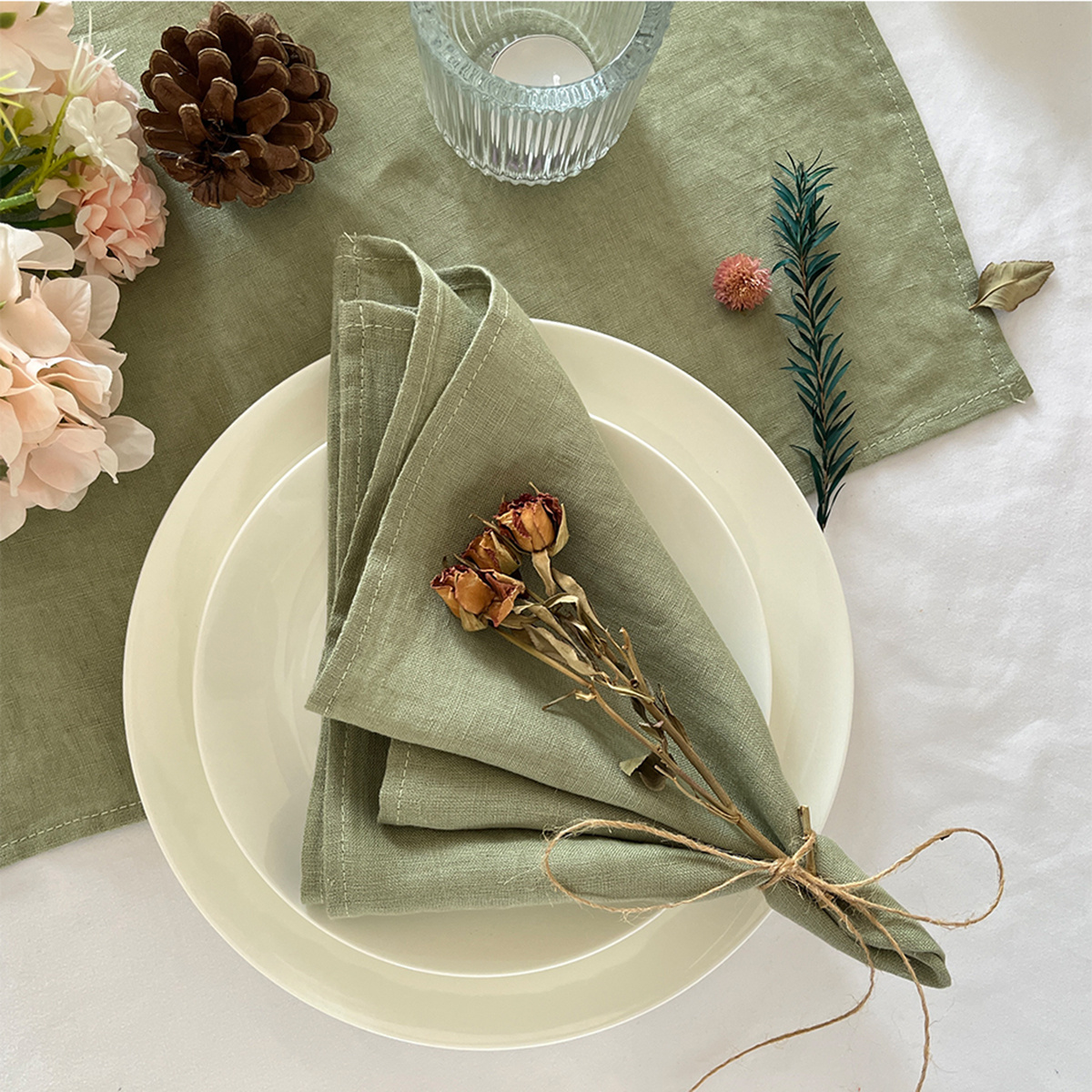 Elegant 6-Piece Polyester Napkin Set - Soft, Absorbent, Skin-Friendly | Versatile & Durable for Home, Hotel, Restaurant Décor