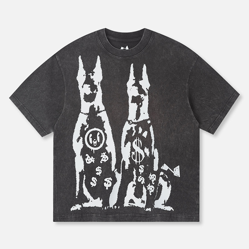 "Doberman"  Price Print Vintage Washed Short Sleeve T-Shirt
