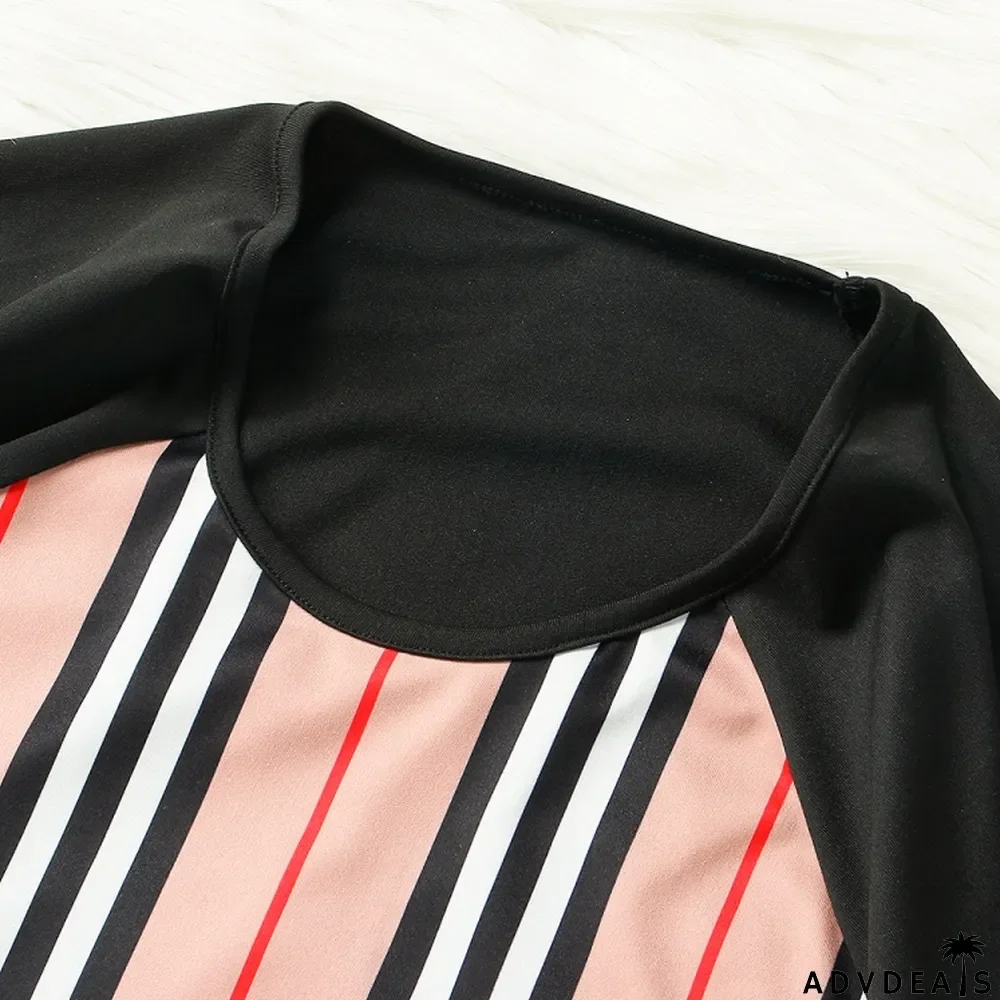 Winter Wholesale Womens Stripes Patch Black Long Sleeve Top And Pants Wholesale Womens 2 Piece Sets