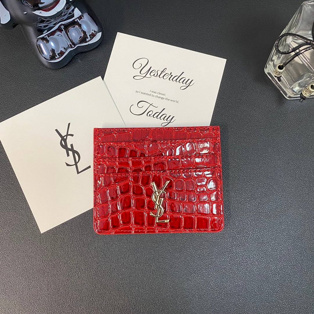 YSL YSL Card Holder Wallet 7 Card Slots Crocodile Canvas Fashion Accessories ProCaseMall