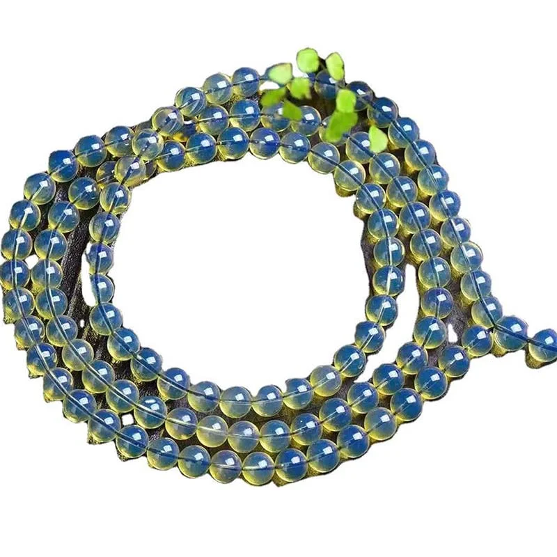 Blue Amber 108 Beads Blessing Bracelet Mala