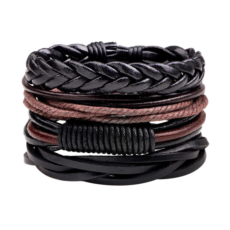 Retro Geometric Leather Knitting Unisex Bracelets