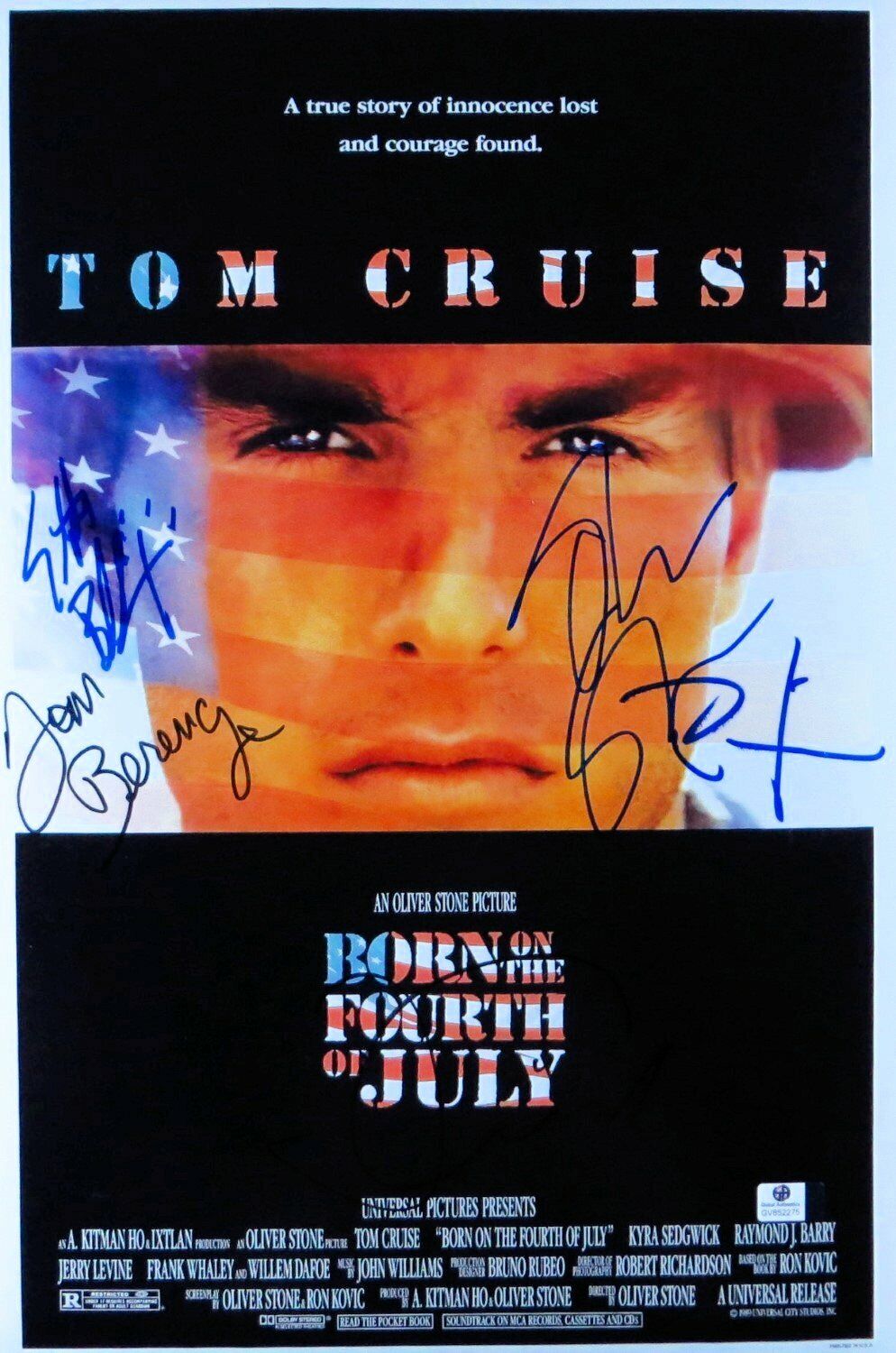 Born on the Fourth of July Signed 12X18 Photo Poster painting Cruise/Berenger/Stone + JSA T59414